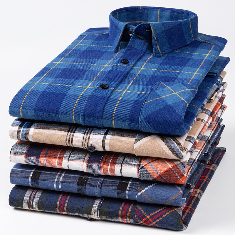 เสื้อเชิ้ตแขนยาวลําลอง ผ้าฝ้าย 100% ลายสก๊อต พลัสไซซ์ สไตล์เกาหลี สําหรับผู้ชาย - รูปที่ 2