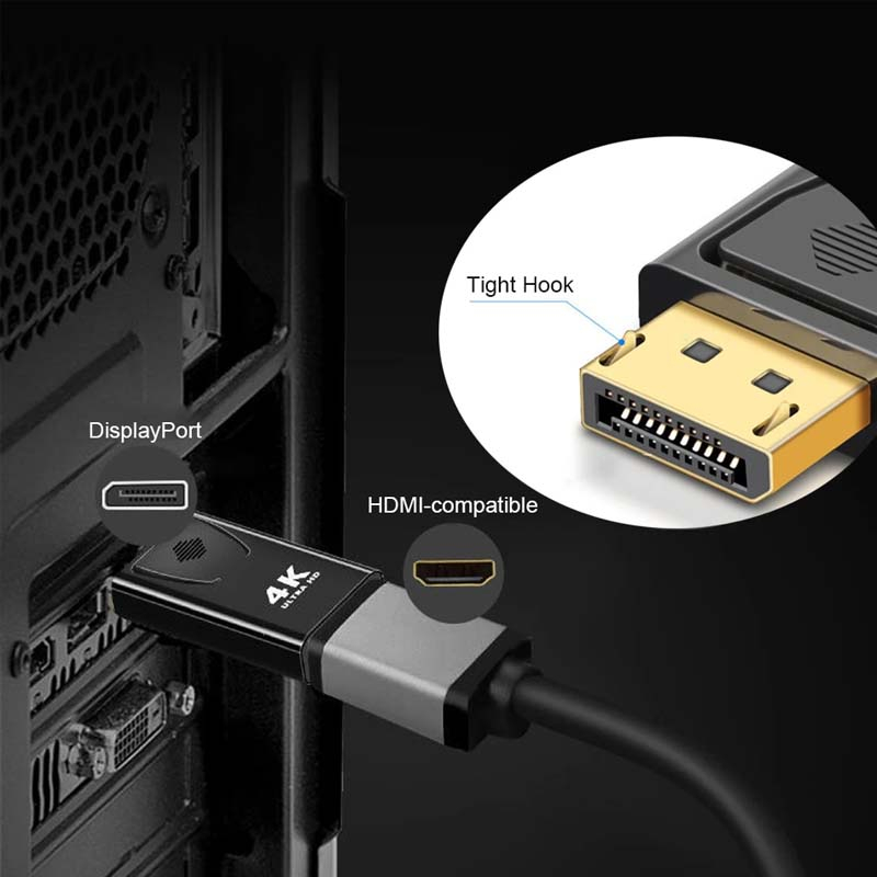 ชุบทอง DP TO HDMI สายเชื่อมหน้าจอ DP อะแดปเตอร์ DP ตัวผู้ เป็น Hdmi ตัวเมีย ชุบทอง เปลี่ยน Display Port เป็น HDMI 4K