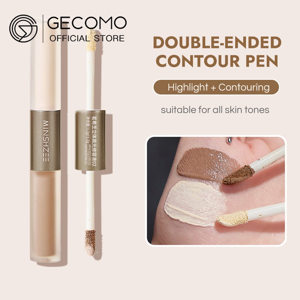 Gecomo ไฮไลท์ และคอนทัวร์ ครีมสติ๊ก คอนซีลเลอร์ ปกปิดสูง กันน้ํา ติดทนนาน