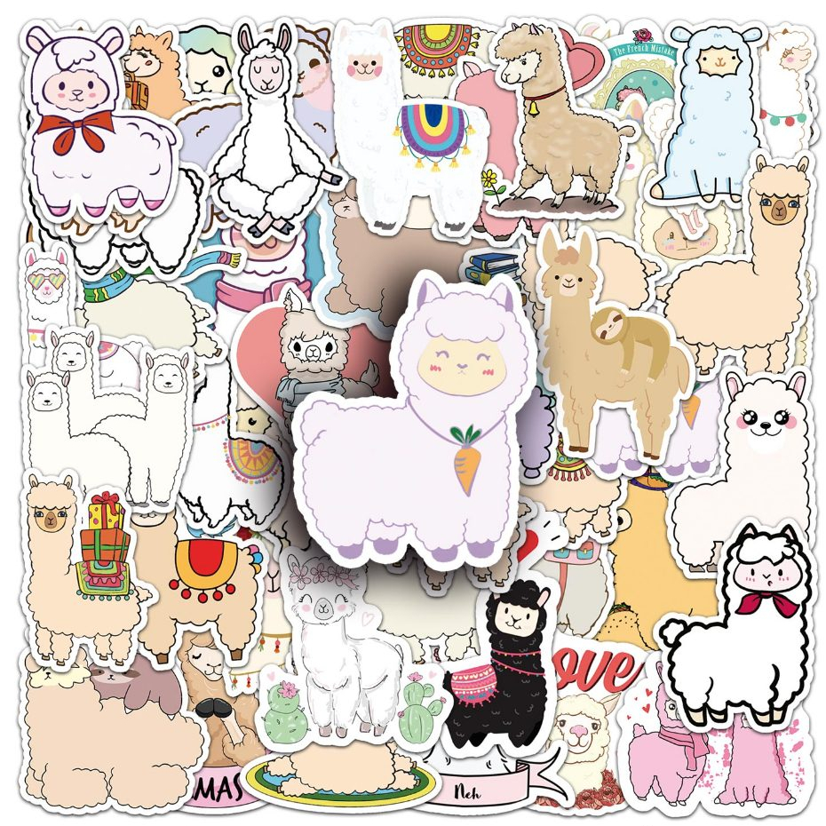 50 ชิ้นตลกน่ารัก Alpaca สติกเกอร์สัตว์กันน้ํา DIY สําหรับโทรศัพท์แล็ปท็อปรถสติกเกอร์ Creative Home Decal