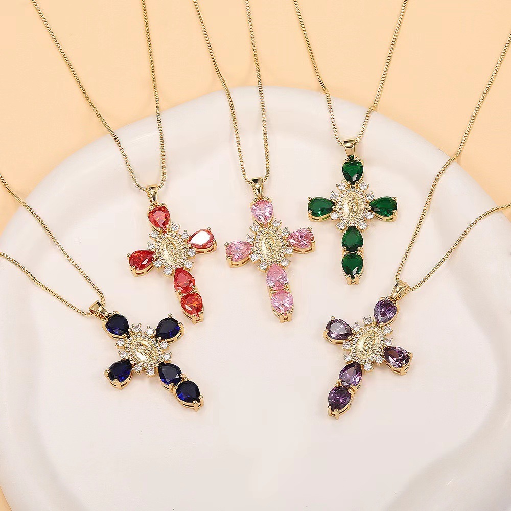 สร้อยคอโซ่ ทอง 18K จี้ไม้กางเขน ไร้สี อเนกประสงค์ แฟชั่นชนกลุ่มน้อย สําหรับผู้หญิง