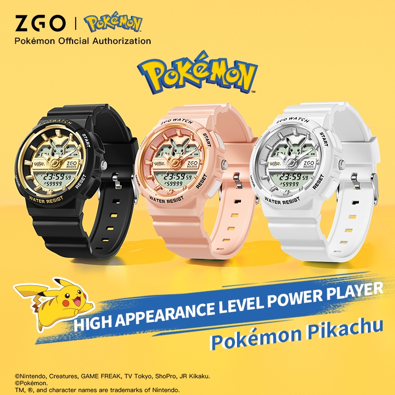 ZGO x Pokémon Pikachu นาฬิกาเด็ก ฟังก์ชั่นโครโนกราฟ-ปลุกสั่น ดีไซน์สปอร์ต นาฬิกาอิเล็กทรอนิกส์กันน้ำ 8631