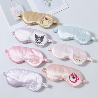 SANRIO ใหม่ หน้ากากปิดตา ผ้าไหมเทียม ลายการ์ตูนน่ารัก สองด้า…
