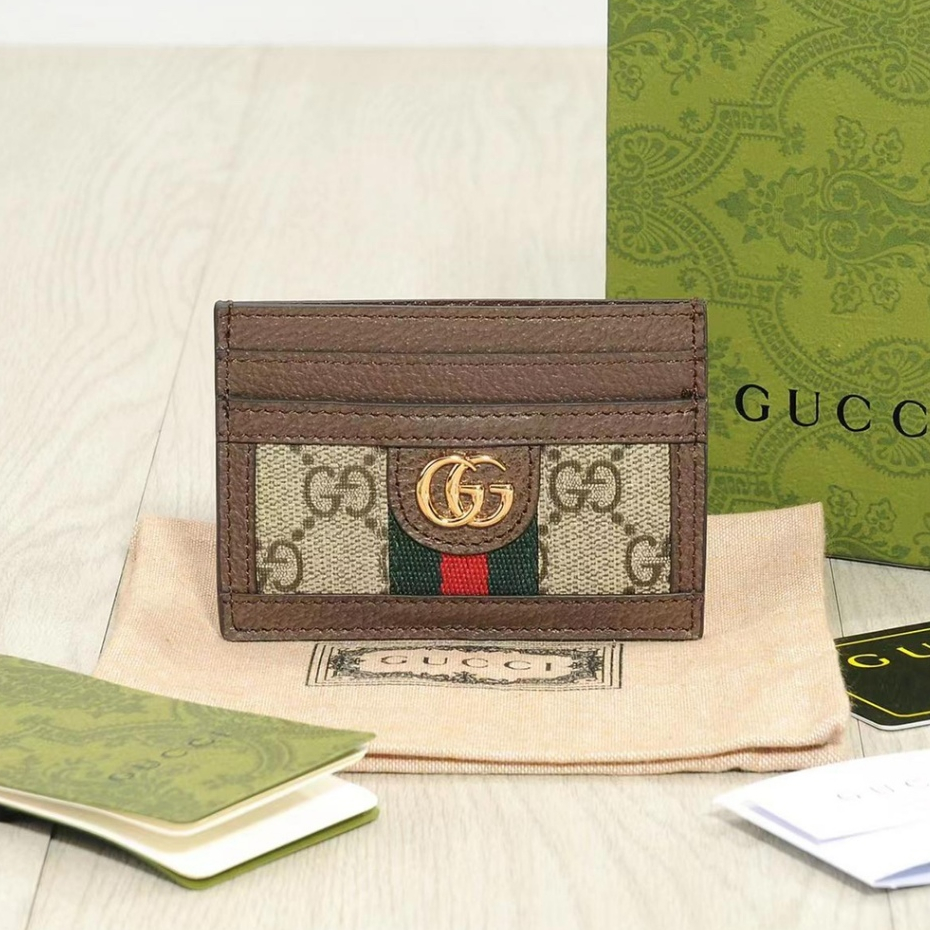 【 ส่งพร้อมกล่อง 】 Gucci/Gucci ใหม่ กระเป๋าสตางค์ หนังแท้ ใส่บัตรได้ สําหรับผู้ชาย