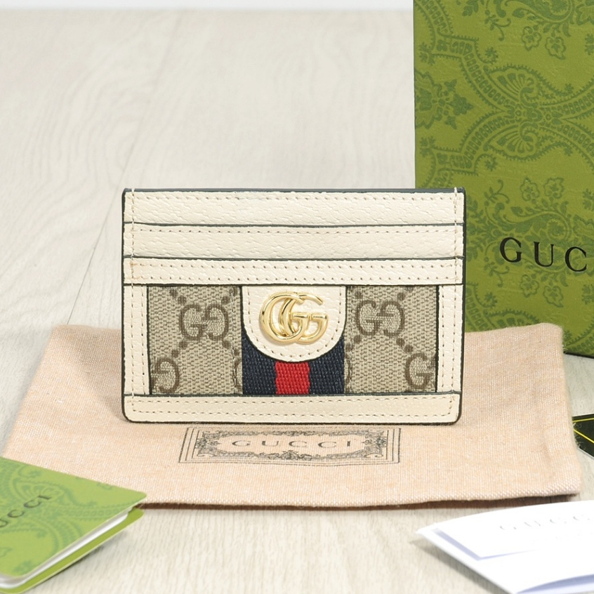【 ส่งพร้อมกล่อง 】 Gucci/Gucci ใหม่ กระเป๋าสตางค์ หนังแท้ ใส่บัตรได้ สําหรับผู้ชาย