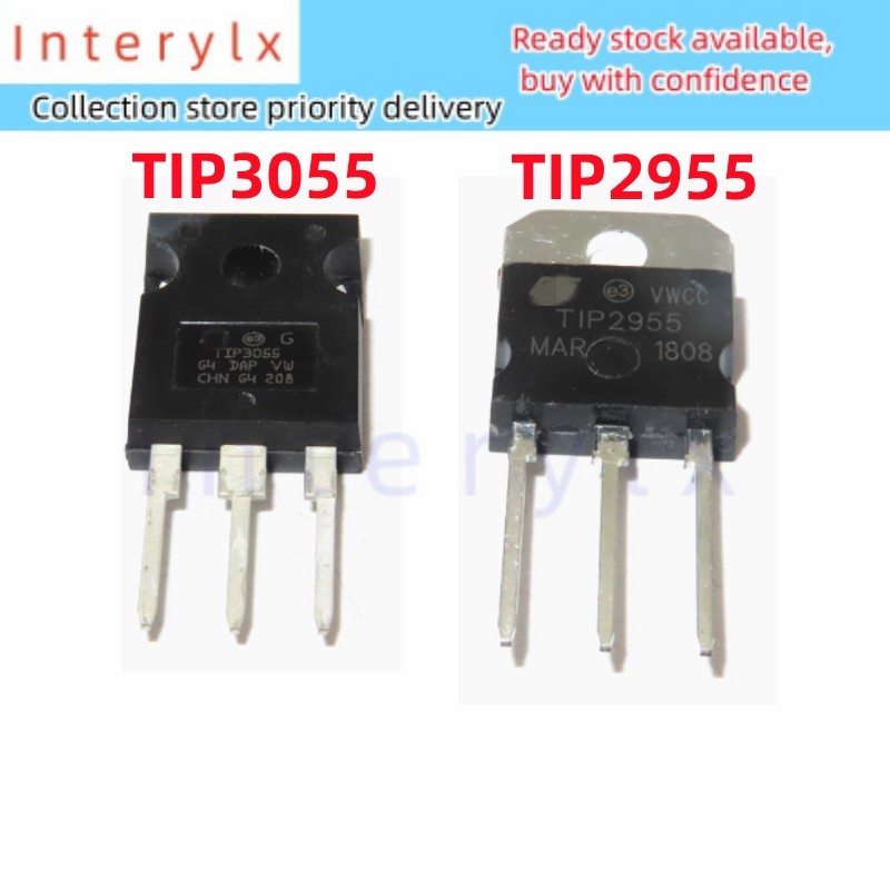 5 ชิ้น ทรานซิสเตอร์ TIP3055 TIP2955 TO247 TO-3P TIP3055 2955 3055 TO247