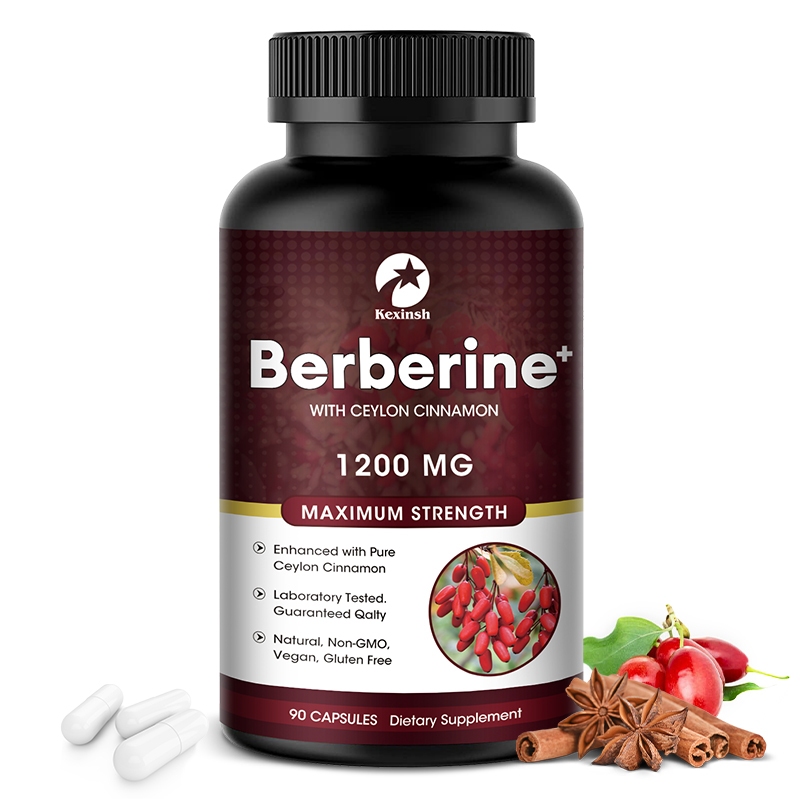 Kexinsh Premium Berberine HCL 1200mg, 90 แคปซูล - Plus Pure True Ceylon Cinnamon, Berberine HCI ยาเสริมราก - ระบบภูมิคุ้มกัน, การจัดการน้ําหนักเพื่อสุขภาพ