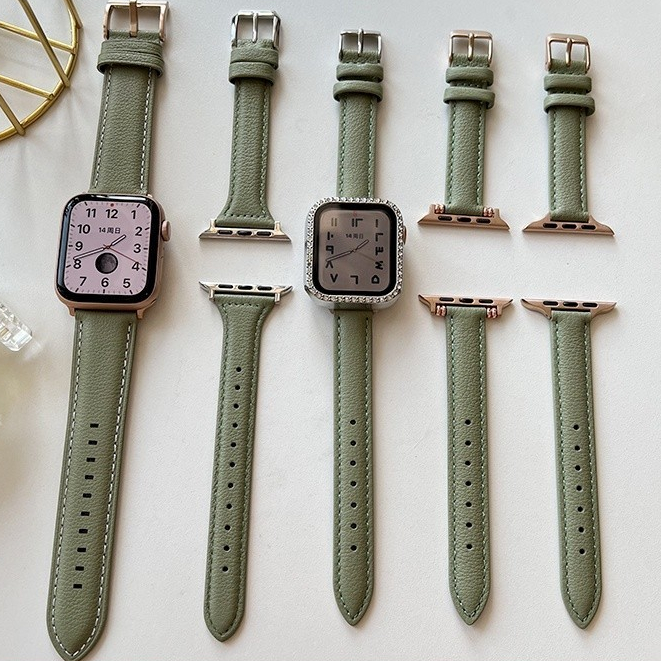 สายนาฬิกาข้อมือ สายหนังวัวแท้ สําหรับ Apple Watch iwatch S9 8 7 6