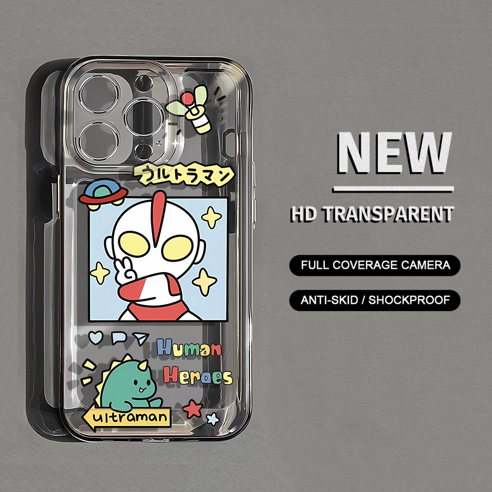 เคสอุลตร้าแมน iPhone สําหรับ 15 / 14 / 13 / 12 / 11 Promax HD โปร่งใสการ์ตูนปลอกอ่อนสําหรับ iPhone 7 / 8 Plus / X / XR / Xs Max Cover