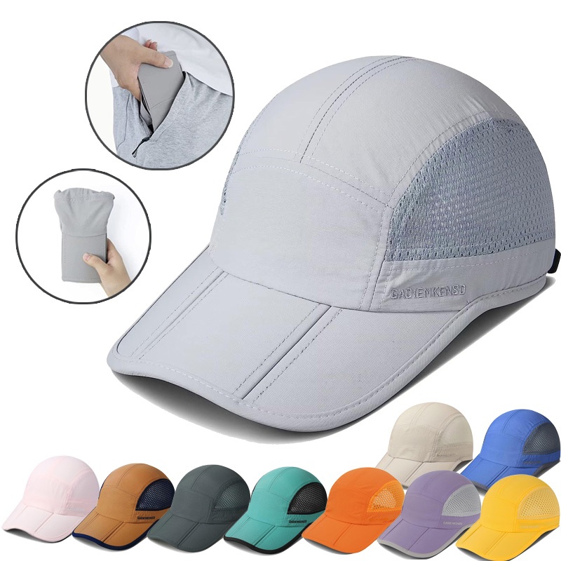 Gadiemkensd หมวกตาข่าย แบบแห้งเร็ว เหมาะกับฤดูร้อน สําหรับผู้ชาย เหมาะกับการวิ่ง หมวกพับได้ M38