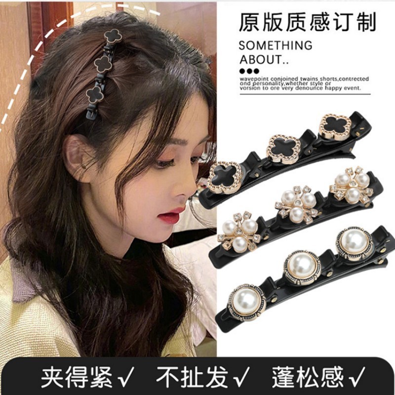 Influencer กิ๊บติดผมถักหญิงด้านข้างหน้าผาก Bangs คลิป 2025 กิ๊บติดผมสไตล์ใหม่ผมหัก Tidy-up คลิป Headdress