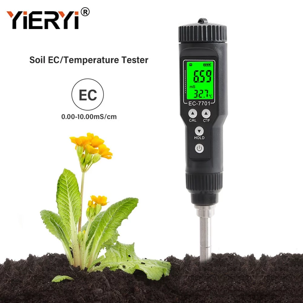 YIERYI เครื่องวัด EC ดินดิจิตอล เครื่องทดสอบค่าการนำไฟฟ้าในดิน