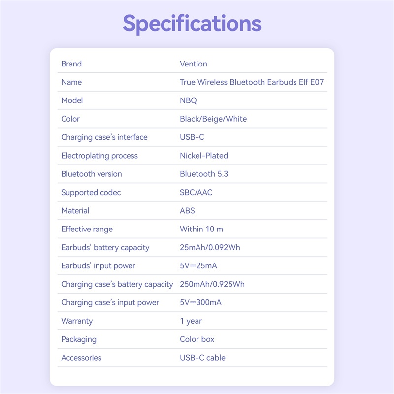 Vention TWS หูฟังบลูทูธ 5.3 พร้อมหูฟัง AI-Based ENC ชุดหูฟังเสียงความเที่ยงตรงสูง พร้อมไมโครโฟน รองรับการโทร วิดีโอ การควบคุมแบบสัมผัส หูฟังไร้สายที่แท้จริง