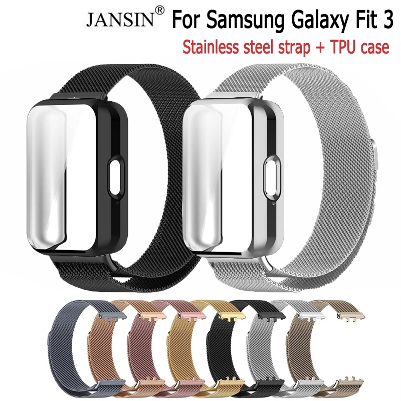 สาย + เคส Samsung Galaxy Fit 3 สายนาฬิกาสแตนเลส พร้อมเคส สำหรับ samsung galaxy fit 3 Smart Watch สมาร์ทวอทช์