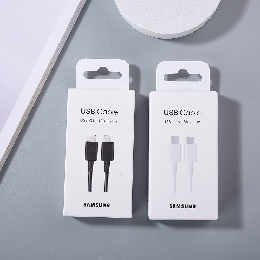 SAMSUNG สายชาร์จ USB C เป็น USB C PD 1/1.8 ม. 5A ชาร์จเร็ว พร้อมกล่อง สําหรับ Galaxy Note 10 20 Ultra F52 A52 A53 S24 S23 Plus S22 FE