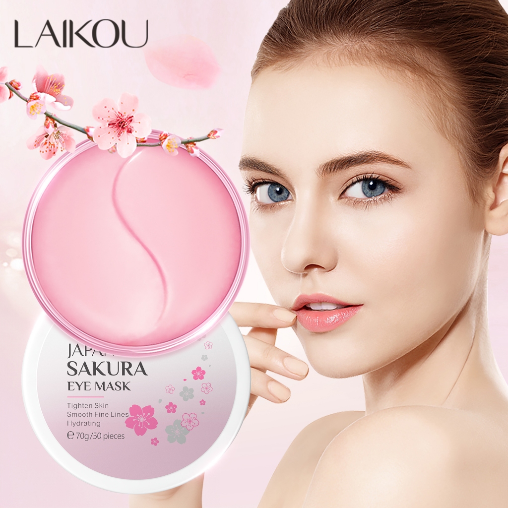 Laikou มาสก์รอบดวงตา ซากุระ ญี่ปุ่น ให้ความชุ่มชื้น ต่อต้านริ้วรอย กระชับ กําจัดถุงใต้ตา รอยคล้ําใต้ตา 50 ชิ้น