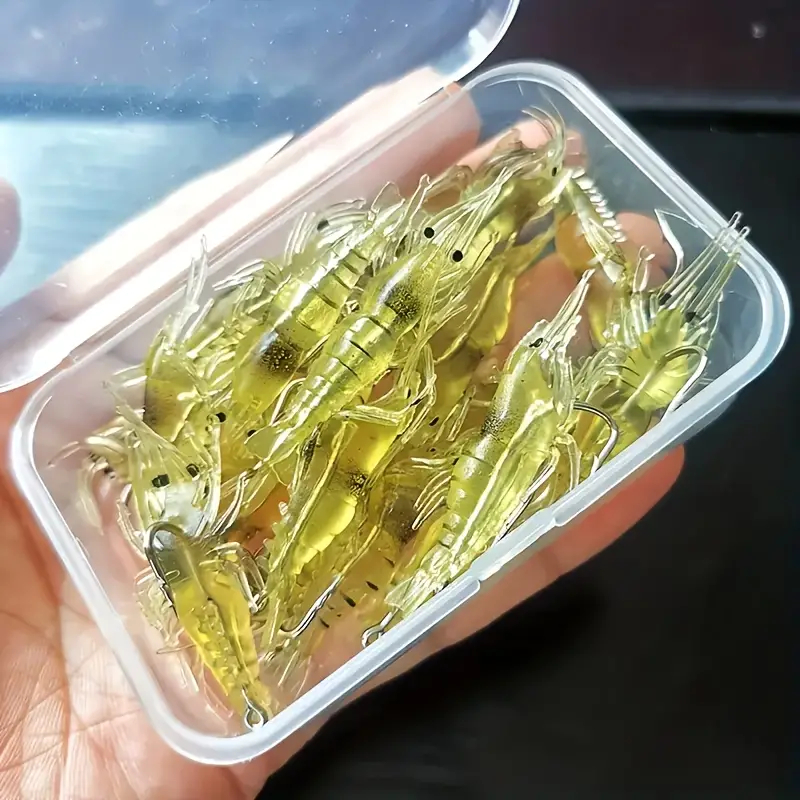 เหยื่อตกปลาซิลิโคน แบบนิ่ม รูปกุ้งเรืองแสง สําหรับตกปลากลางแจ้ง จํานวน 10 ชิ้น