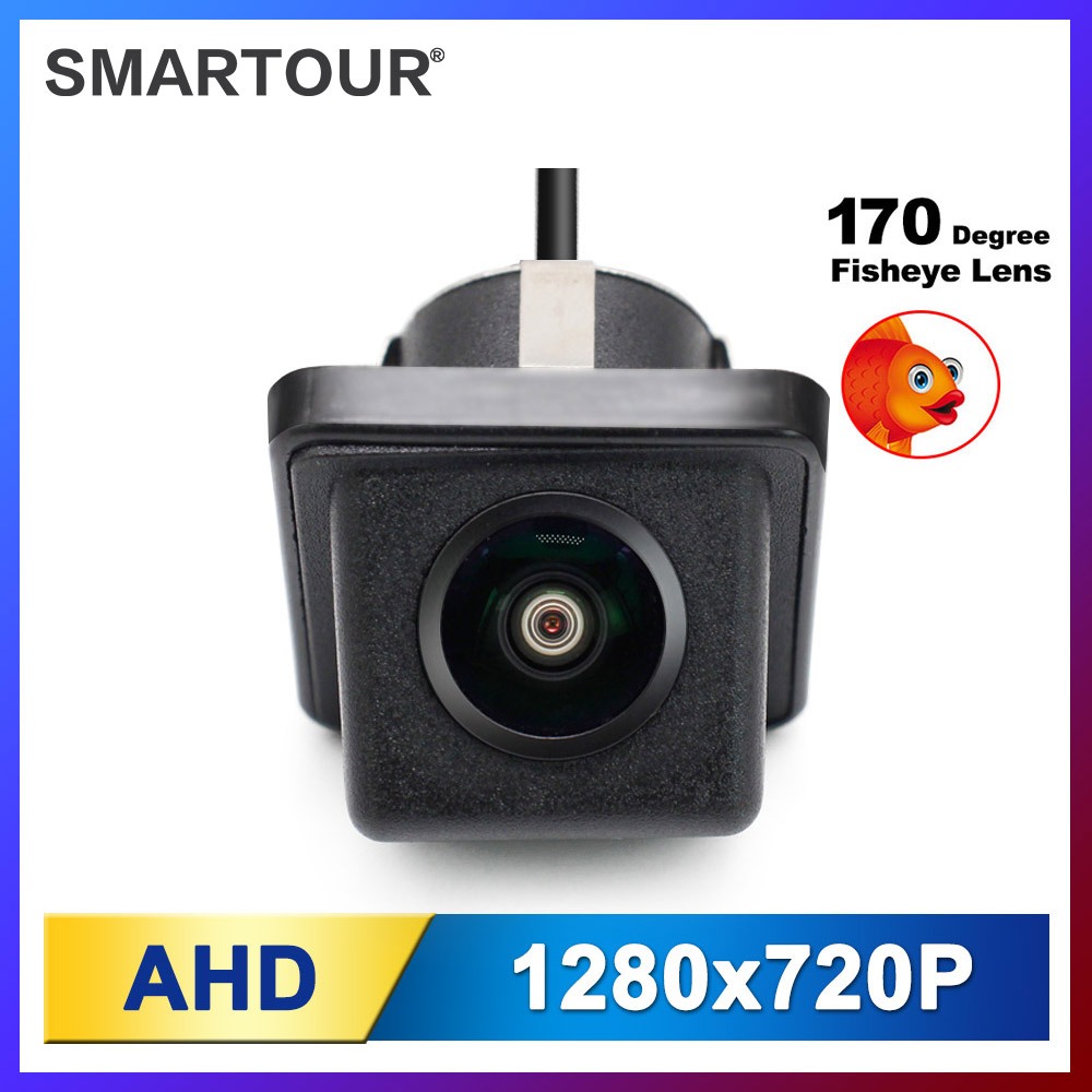 Smartour 170° Ahd กล้องมองหลังรถยนต์ เลนส์ฟิชอาย HD มองเห็นกลางคืน สายจอดรถ DC 12V CCD กล้องเจาะหน้า / หลัง