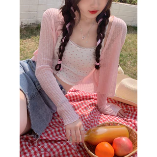 เสื้อแจ็กเก็ตคาร์ดิแกน ผ้าเรยอน แบบบาง กันแดด สีขาว แฟชั่นฤดูร้อน สําหรับผู้หญิง
