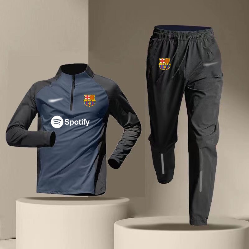 【Ready Stock】 Men's Football Training Shirt Long Sleeve Soccer Warm-up Suit Half Zipper Training Clothes Outdoor Sports Running Wearing Quick-drying Breathable Shirt P6ky