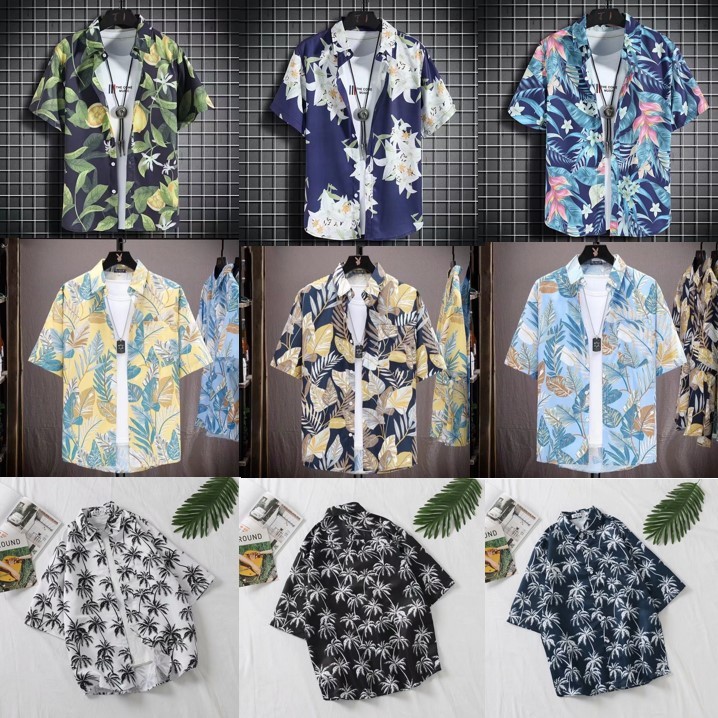 พร้อมส่ง COD เสื้อเชื้ตฮาวาย ลายดอกไม้ ทรงหลวม สีมัดย้อม แฟชั่นฤดูร้อน แฟชั่นสําหรับผู้ชาย เสื้อลายดอกไม้