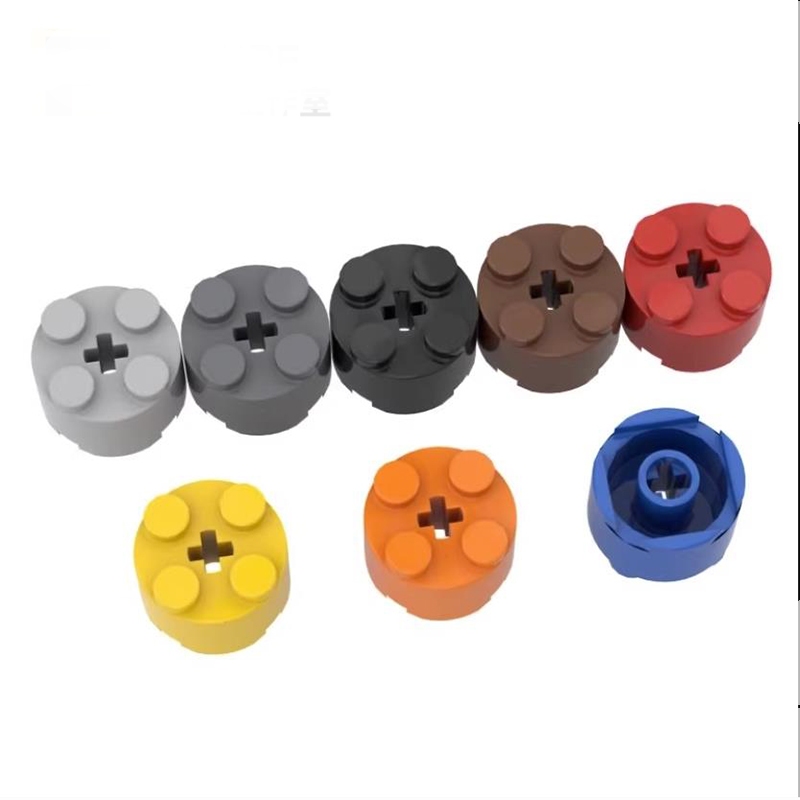 10pcs ใช้งานร่วมกับ MOC อิฐอะไหล่ 3941 6143 อิฐรอบ 2 x 2 พร้อมเพลาหลุม Building Block อนุภาค DIY Assmble ของเล่นเด็กของขวัญ