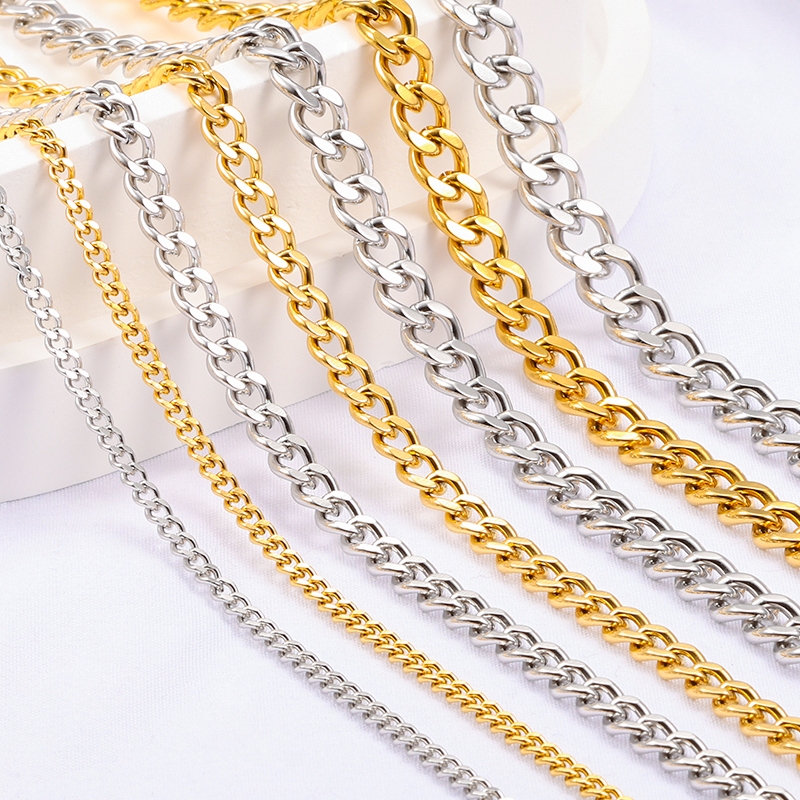สายโซ่สเตนเลส ทอง 18K แฮนด์เมด สําหรับทําเครื่องประดับ สร้อยคอ สร้อยข้อมือ DIY