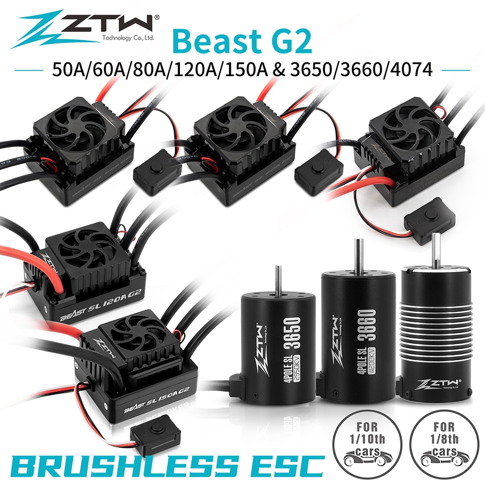 Ztw ESC 32-Bit Beast G2 SL 50A 60A 80A 120A 150A ESC ตัวควบคุมความเร็ว กันน้ํา พร้อมมอเตอร์คอมโบ 365