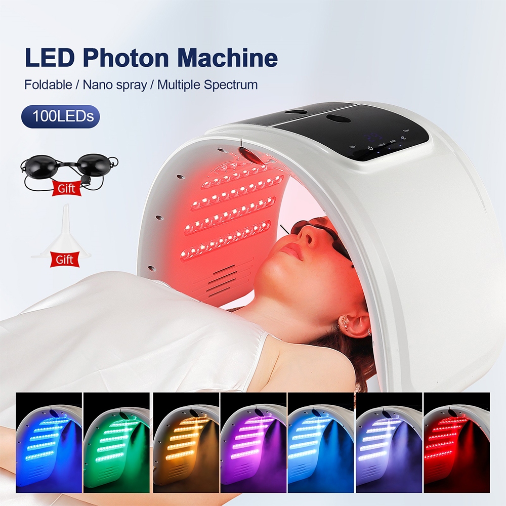 เครื่องพ่นสเปรย์โฟตอนตลอดกาล LED โฟตอน 7 สี PDT LED มาส์กหน้า แสงบําบัดความงาม เครื่องโฟตอน ดูแลผิวหน้า เครื่องไฟหน้า