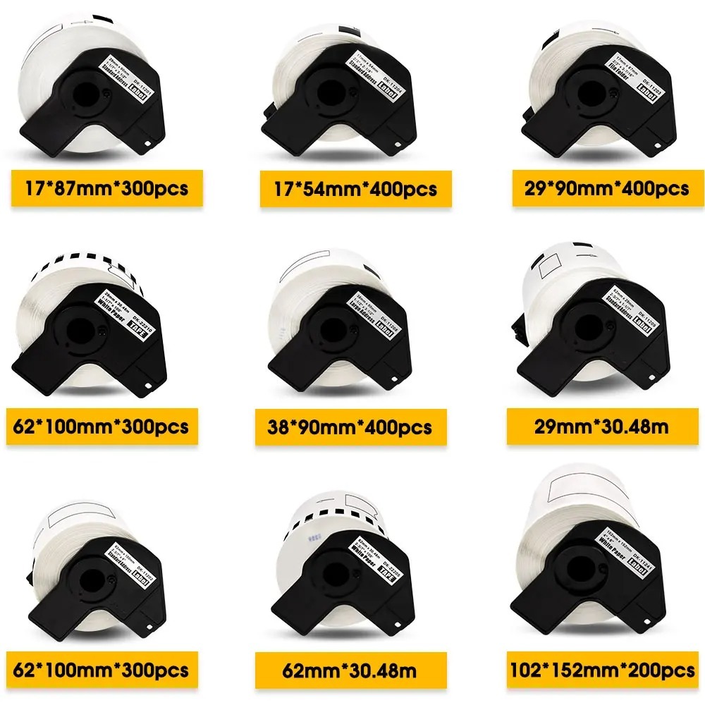 ม้วนกระดาษฉลากความร้อน สําหรับเครื่องพิมพ์ฉลาก Brother DK-22205 DK-22210 DK-11209 DK-11208 DK-11204 