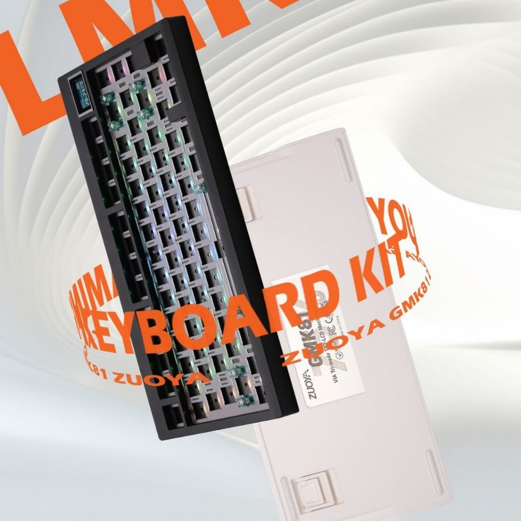 -LW- Zuoya GMK81 ปะเก็น Hot Swap 3 โหมดเชื่อมต่อ 75% คีย์บอร์ดกลไก RGB พร้อมหน้าจอ VIA