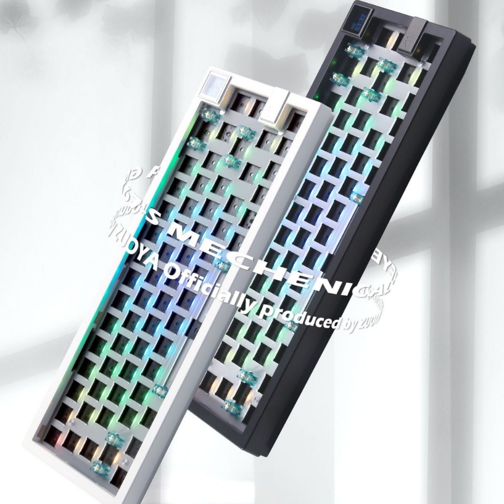 -LW- Zuoya GMK67-S ปะเก็น Hot Swap 3 โหมดเชื่อมต่อแป้นพิมพ์ RGB พร้อมหน้าจอ VIA