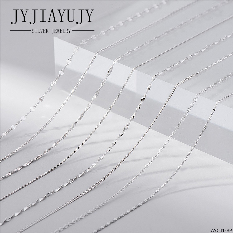Jyjiayujy สร้อยคอโซ่เงินสเตอร์ลิง 100% S925 ความยาว 55 ซม. 60 ซม. 65 ซม. สไตล์เกาหลี เครื่องประดับแฟ