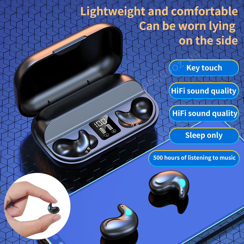 TWS X57 บลูทูธ5.3 หูฟังการนอนหลับหูฟังไร้สายขนาดเล็กที่มีไมโครโฟนจอแสดงผลดิจิตอลนําไปใช้กับIOS Androidหูฟังบลูทูธ