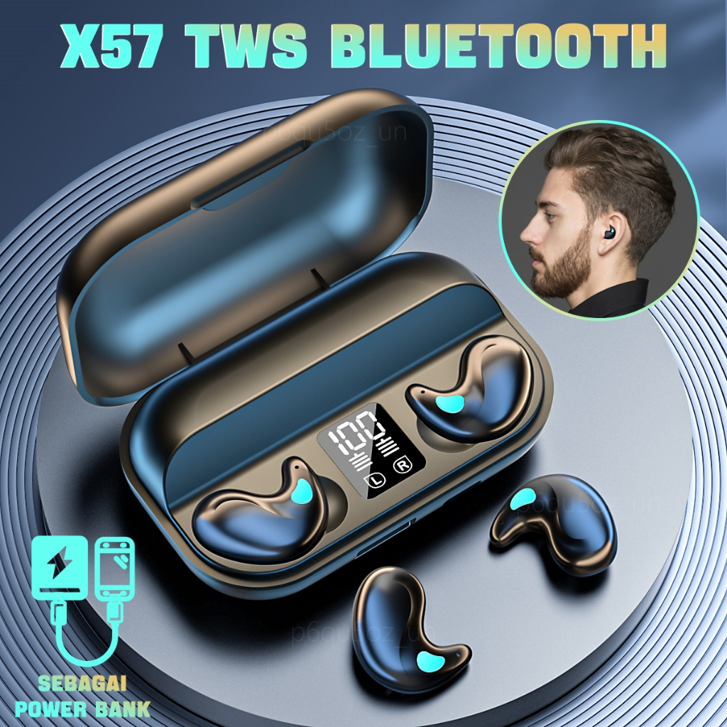 TWS X57 บลูทูธ5.3 หูฟังการนอนหลับหูฟังไร้สายขนาดเล็กที่มีไมโครโฟนจอแสดงผลดิจิตอลนําไปใช้กับIOS Androidหูฟังบลูทูธ