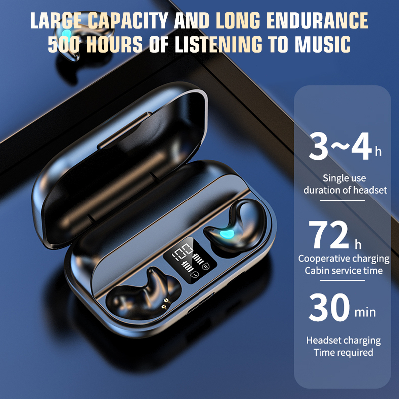 TWS X57 บลูทูธ5.3 หูฟังการนอนหลับหูฟังไร้สายขนาดเล็กที่มีไมโครโฟนจอแสดงผลดิจิตอลนําไปใช้กับIOS Androidหูฟังบลูทูธ