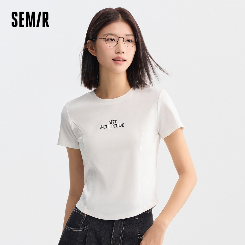 Semir เสื้อยืดผู้หญิง เสื้อยืดแขนสั้น พิมพ์ลายตัวอักษร เข้ากับทุกการแต่งกาย แฟชั่นฤดูร้อน สําหรับผู้หญิง 2024