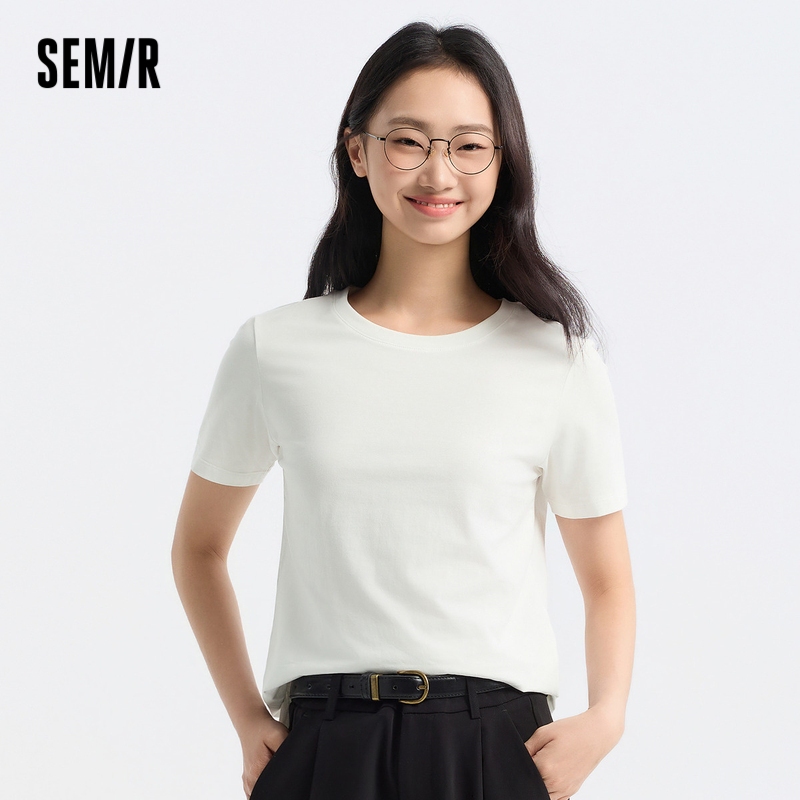 Semir เสื้อยืดผู้หญิง เสื้อยืดแขนสั้น คอกลม เข้ารูป สีพื้น แฟชั่นฤดูร้อน สําหรับผู้หญิง 2024