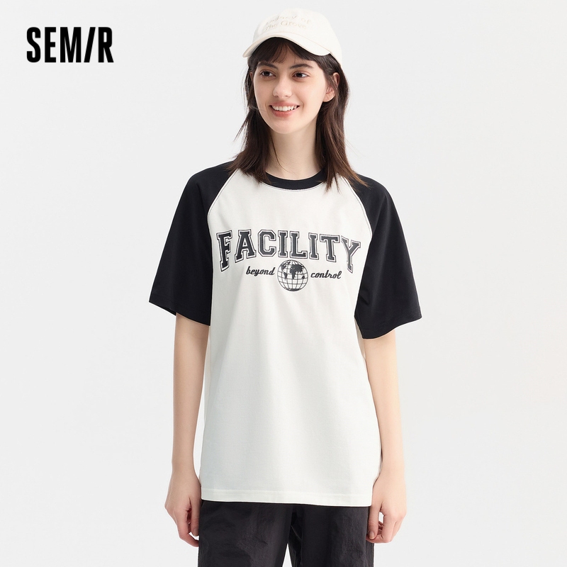 Semir เสื้อยืดผู้หญิงเสื้อยืดแขนสั้น ความยาวปานกลาง ทรงหลวม พิมพ์ลายตัวอักษร สไตล์เรโทร แฟชั่นฤดูร้อน สําหรับผู้หญิง 2024