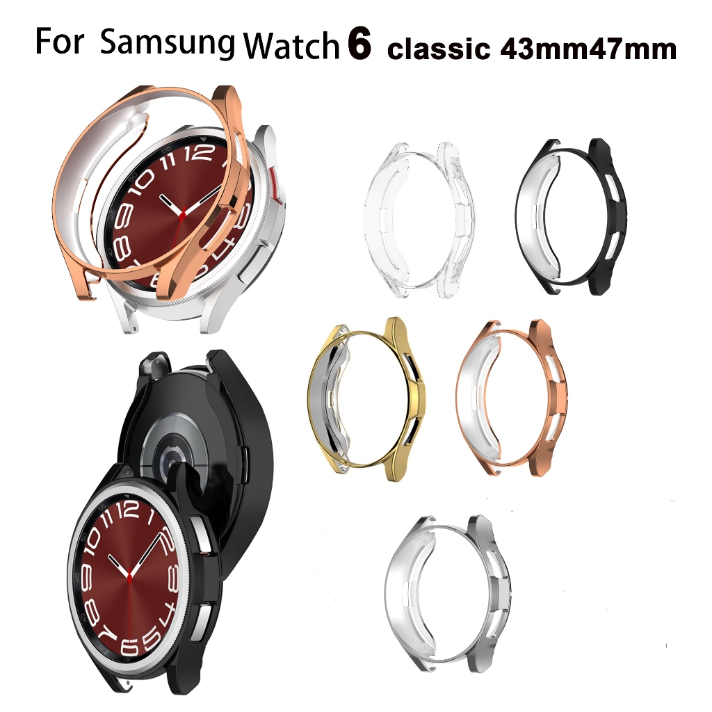 เคสป้องกันหน้าจอ TPU แบบบาง ชุบไฟฟ้า สําหรับ Samsung Galaxy Watch 6 Classic 43 มม. 47 มม.