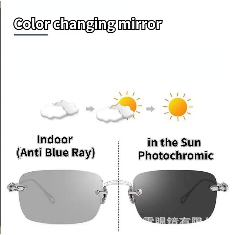 2 in 1 แว่นตากันแดด กรอบโลหะ ป้องกันรังสียูวี ไร้กรอบ ป้องกันแสงสีฟ้า สําหรับผู้หญิง และผู้ชาย
