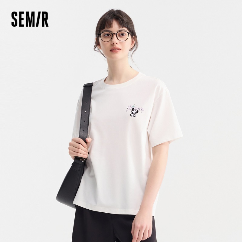 Semir เสื้อยืดผู้หญิง Guanyuanji เสื้อยืดแขนสั้น ทรงหลวม ป้องกันแบคทีเรีย ลายแพนด้า แฟชั่นฤดูร้อน สําหรับผู้หญิง 2024