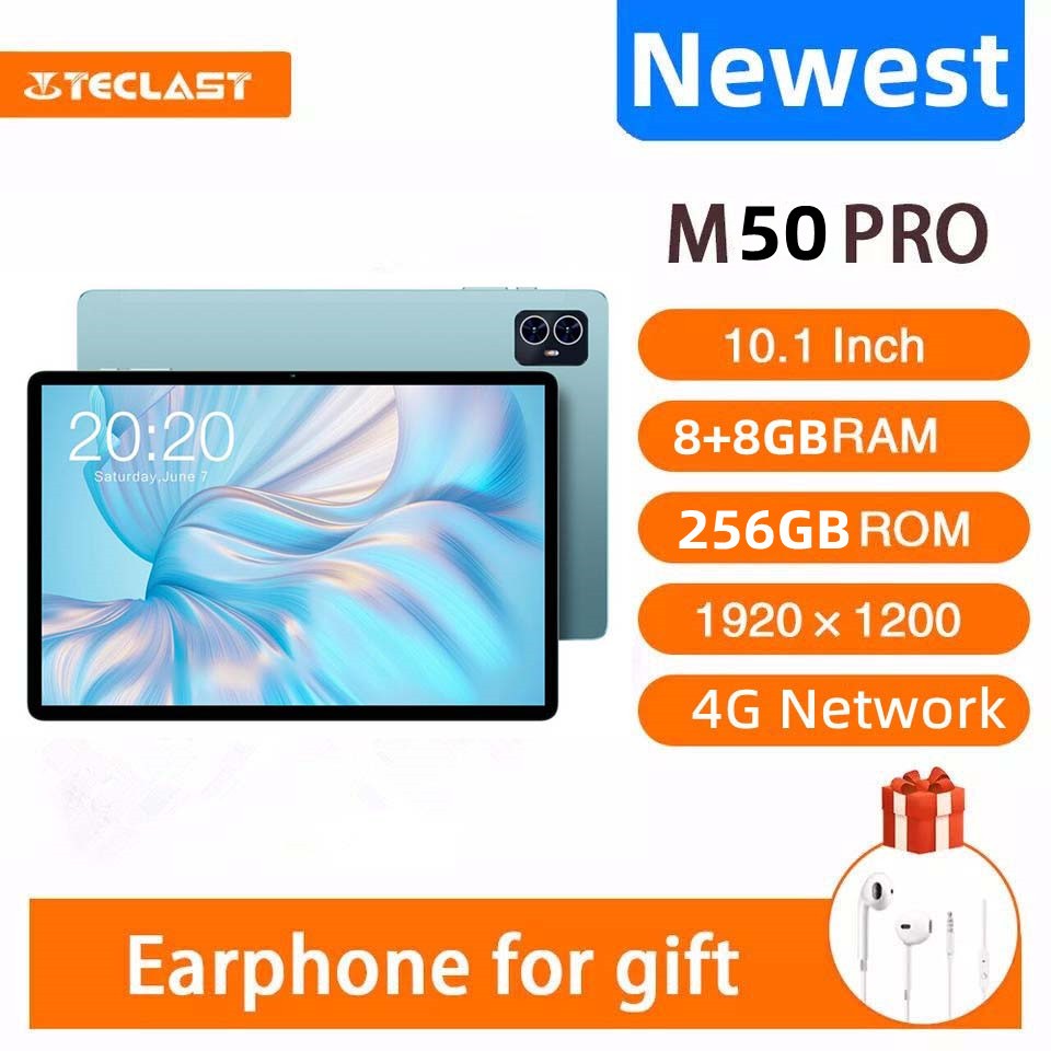 Teclast M50 Pro แท็บเล็ต PC แอนดรอยด์ 13 แท็บเล็ต 10.1 นิ้ว แรม 8GB รอม 256GB UNISOC T616 Octa Core Widevine L1 เครือข่าย 4G ซิมคู่ Wifi