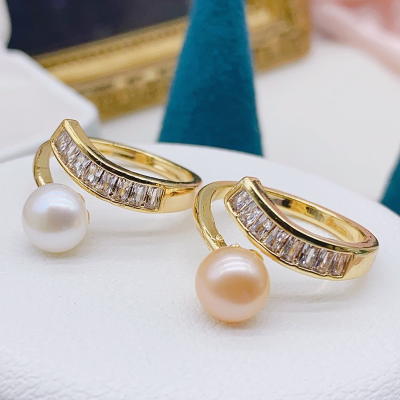 [ลดราคา] แหวนมุกน้ําจืดธรรมชาติ ปรับได้ สําหรับผู้หญิง