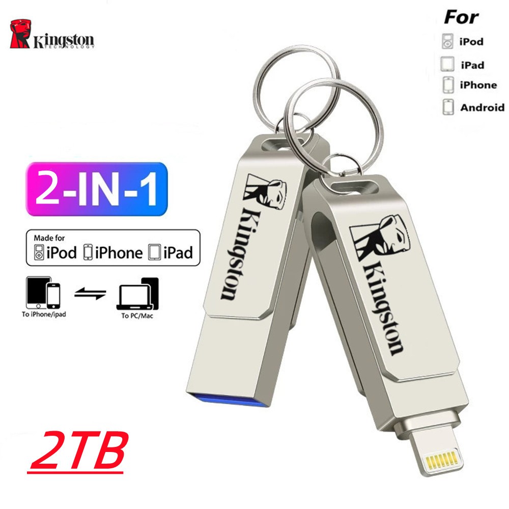แฟลชไดรฟ์ 2TB USB3.0 2 in 1 1TB 512GB Ip ho ne 256GB 128GB 64GB 32GB 16GB otg สําหรับ i O S