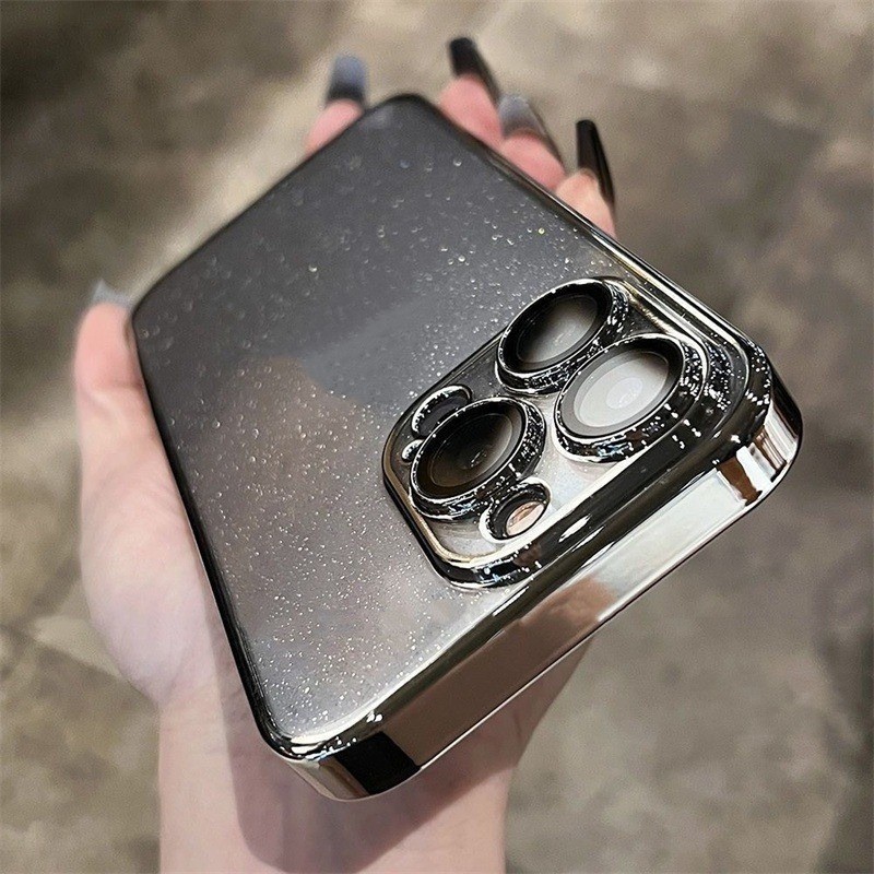 เคสโทรศัพท์มือถือ PC แบบใส ชุบไฟฟ้า สําหรับ iPhone 15 14 13 12 Pro Max