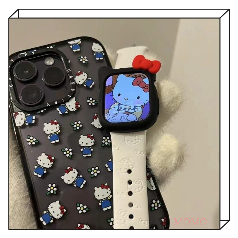 [MOMO] สายนาฬิกาข้อมือซิลิโคน กันกระแทก ลาย Hello Kitty สําหรับ iwatch9 Apple S876