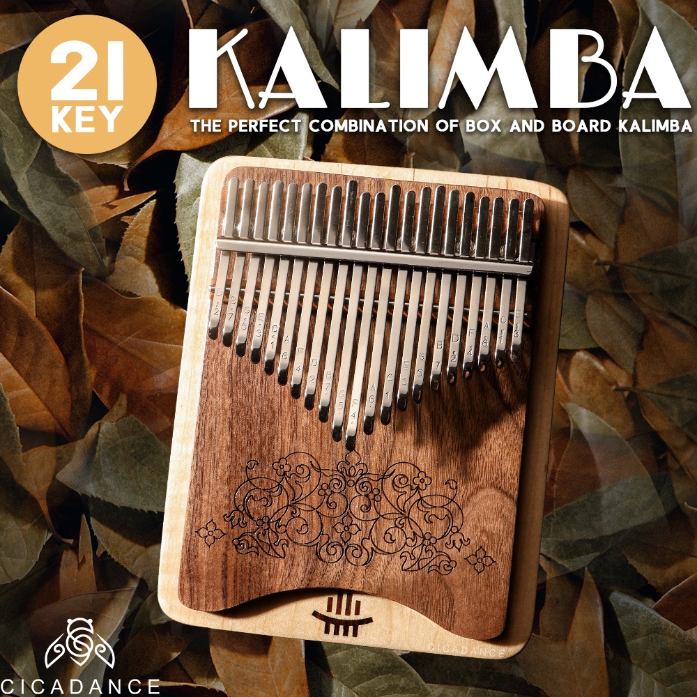 Hluru คาลิมบา 21 คีย์ kalimba เสียงดี เล่นง่ายสำหรับผู้เริ่มต้น การผสมผสานวอลนัทสีดำและเมเปิ้ล