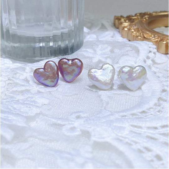 ต่างหูเงิน S925 รูปหัวใจ ประดับมุก สไตล์บาร็อค ของขวัญ สําหรับผู้หญิง และผู้ชาย