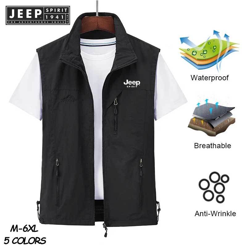 JEEP SPIRIT 1941 ESTD เสื้อแจ็กเก็ตลําลอง ระบายอากาศ แห้งเร็ว สําหรับผู้ชาย วัยกลางคน และผู้สูงอายุ M-6XL